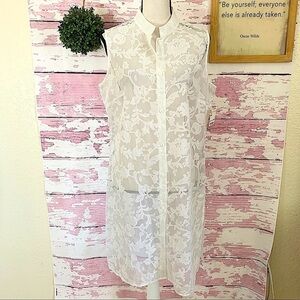 UNITS White Sheer Floral Sleeveless Tunic Top NWT NEW WITH TAGS